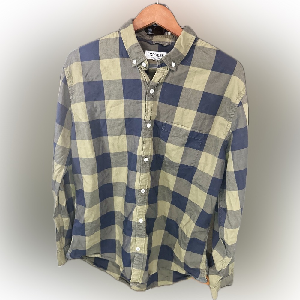 Express Men’s XL Plaid Button Down Shirt Soft Wash Long Sleeve